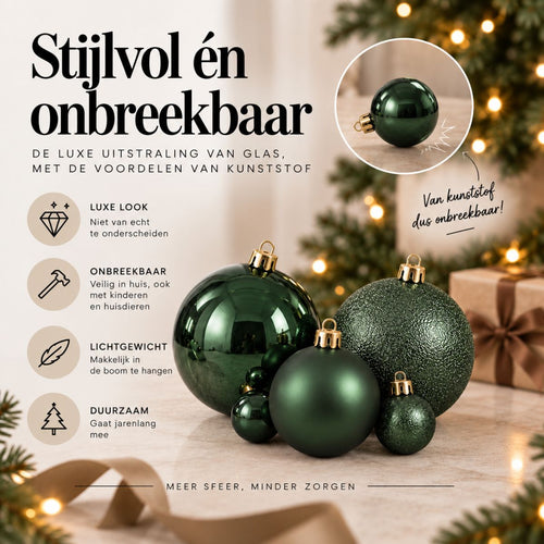 Mica Decorations Kerstballen Rood 46 Stuks - Onbreekbare Kerstballenset van Gerecycled Polystyreen - Diverse Formaten Ø4/6/8 cm - Ideaal voor Kinderen
