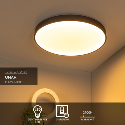 Lucide plafonnière UNAR - Geïntegreerde LED - Zwart - vtwonen shop