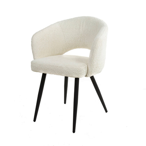 Giga Meubel Eetkamerstoel Salon Tissee - Wit Bouclé - Set van 2