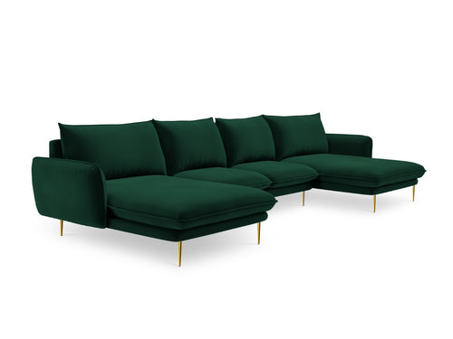 Cosmopolitan Design Panoramische bank Vienna 6-zits, flueel, flessengroen - 170x350x95cm