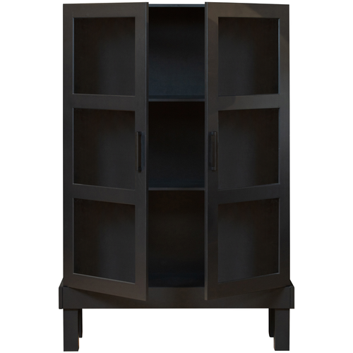 WOOOD vitrinekast Bonk - Grenen - Zwart - 160x103x37 - vtwonen shop