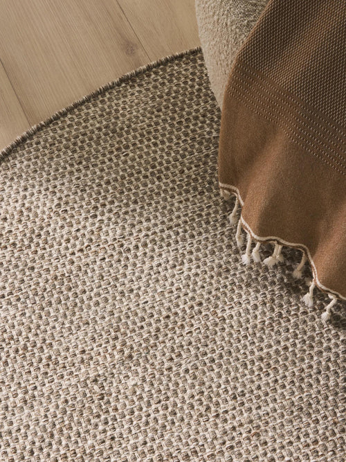 benuta wollen vloerkleed Rocco - taupe - ø 150 cm