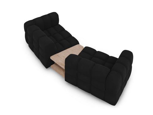 Cosmopolitan Design Modulaire bank Sky 2-zits, flueel, zwart - 148x280x70cm
