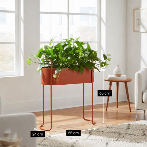 Mica Decorations Moritz Plantenstandaard – Plantenpot voor Bloemen en Kamerplanten – Bloempotten voor Binnen – 55 x 24 x 65 cm – IJzer – Rood