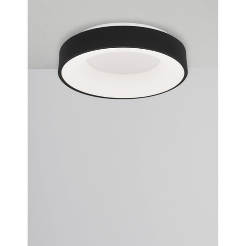 Merano Bancroft 38cm Geïntegreerde LED Semi Flush Light Sandy Zwart Aluminium LED 30W 1950Lm 3000K