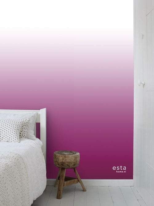 ESTAhome fotobehang kamerhoog dip dye kleurverloop fuchsia roze en mat wit - 100 x 279 cm - 158819