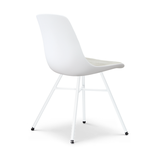 Nolon Noa-Liv eetkamerstoel wit met naturelbeige zitkussen - wit onderstel