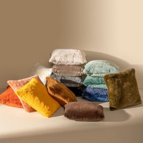 ZAYA - Kussenhoes 45x45 cm - bontlook - effen kleur - Micro Chip - grijs