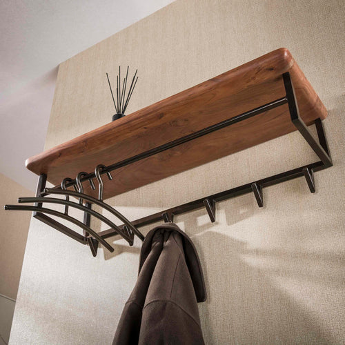 Giga Meubel Kapstok Edge Curve - Bruin Hout - 6 Haken - 100x33x28cm