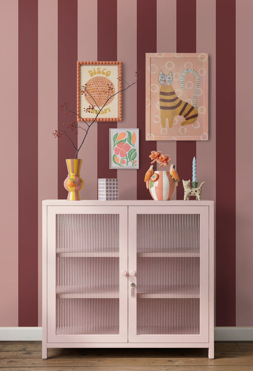 ESTAhome behang strepen bordeaux rood - 50 x 900 cm - 131969