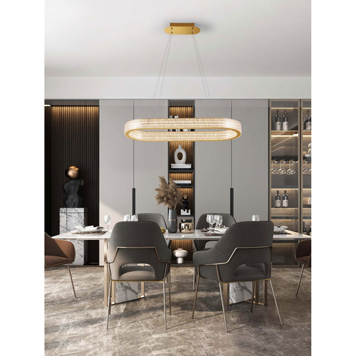 Nova Luce KINARA Geïntegreerde LED-hanglamp voor plafond, platina goud, Triac dimbaar, 70W, 5444lm, 3000K