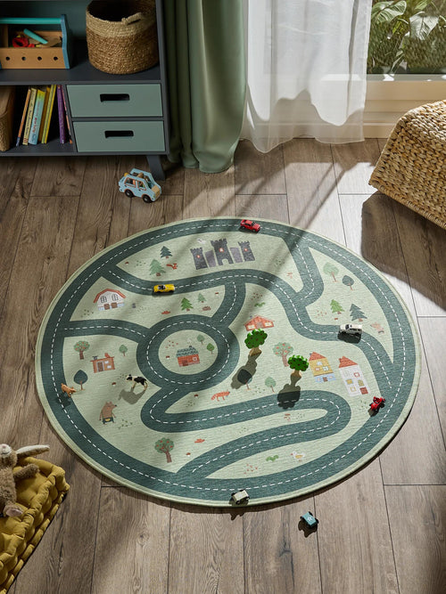benuta kindervloerkleed Linus - groen - ø 120 cm