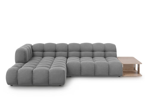 Cosmopolitan Design Modulaire hoekbank links Sky 4-zits, flueel, lichtgrijs - 162x297x70cm
