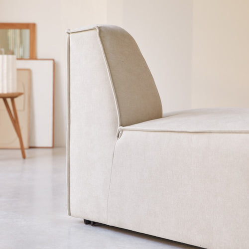 Tikamoon Modulaire loungefauteuil met brede hoek van beige stof - Beige