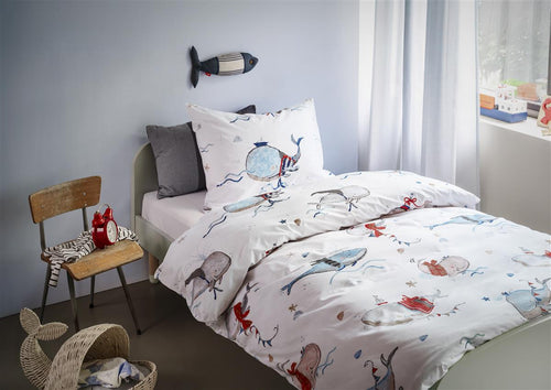 Beddinghouse Kids dekbedovertrek Whaletastic - 100x135 cm - blauw - vtwonen shop