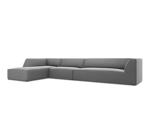 Micadoni linker hoekbank Ruby 5-zits, flueel, grijs - 180x366x69cm