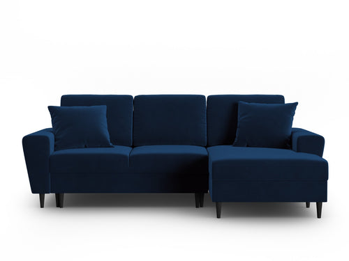 Cosmopolitan Design Converteerbare hoekbank rechts met opbergdoos Kyoto 4-zits, flueel koningsblauw - 145x241x88cm