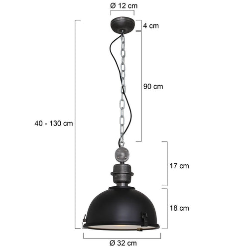 Steinhauer hanglamp industrieel - 1 lichts - 33x 150 cm - zwart - vtwonen shop