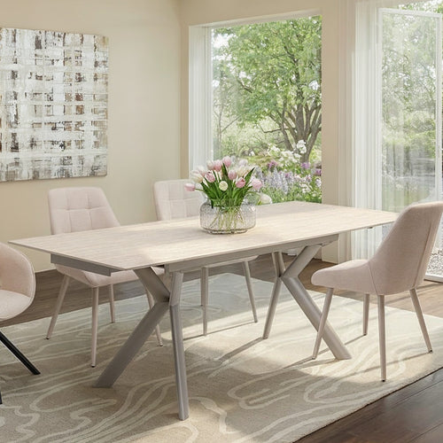 Kare Design Uitschuifbare Eettafel Xenia Travertino 200x80cm
