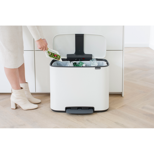 Brabantia Bo Pedaalemmer, met 2 binnenemmers, 11 + 23 liter - White
