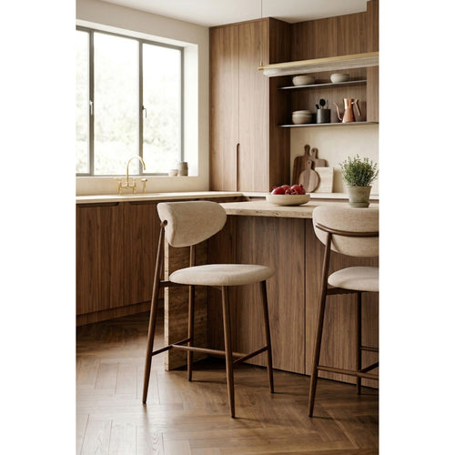 Housecraft Living Noor Barkrukken rugleuning 66 cm Taupe - Set van 2