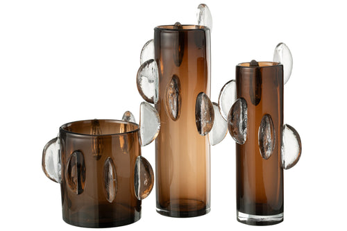 J-Line vaas Steggy - glas - bruin - large - 46 cm hoog