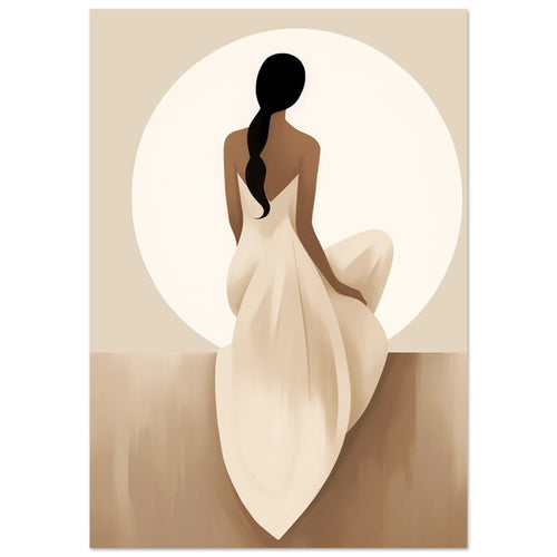Artfulprints Poster met Lijst Japandi The serene lady   - 70x100 cm - Bruin