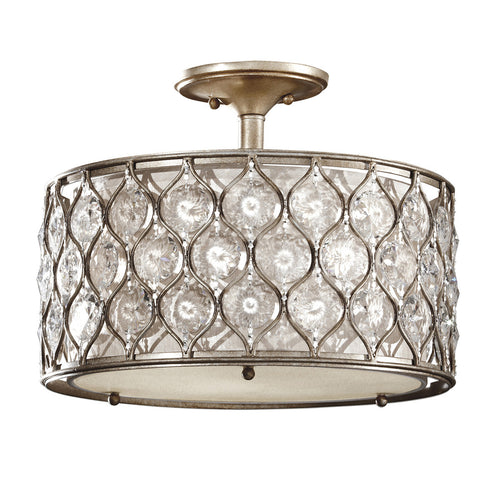Elstead Lucia - 3 Lichts Semi-Flush Plafondlamp Gepolijst Zilver, E27