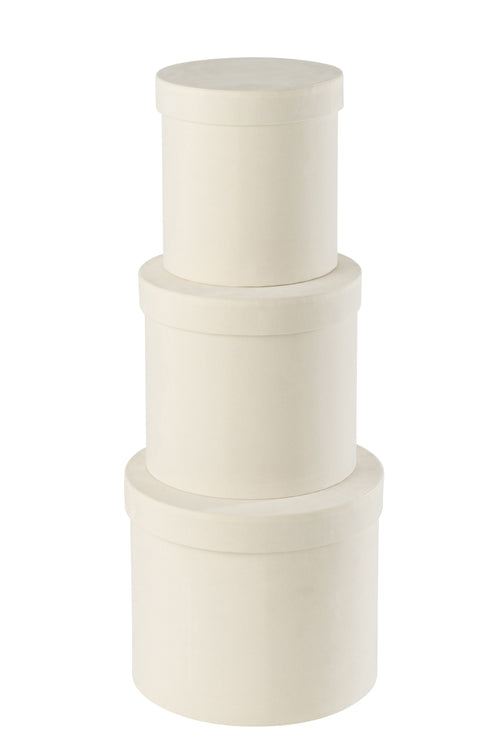 J-Line doos Rond - fluweel/papier - wit - 3 stuks - vtwonen shop