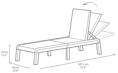 Keter Mallorca Ligbed - inclusief kussen - 187.5x58x29cm - Antraciet