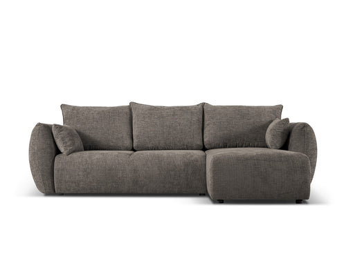 Cosmopolitan Design Converteerbare hoekbank rechts met opbergdoos Matera 4-zits, chenille, grijs - 173x253x86cm
