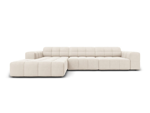 Cosmopolitan Design linker hoekbank Chicago 4-zits, flueel lichtbeige - 167x294x78cm