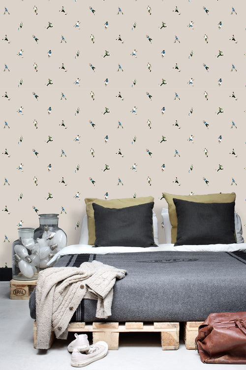 ESTAhome behang voetbalspelers beige - 50 x 900 cm - 131279
