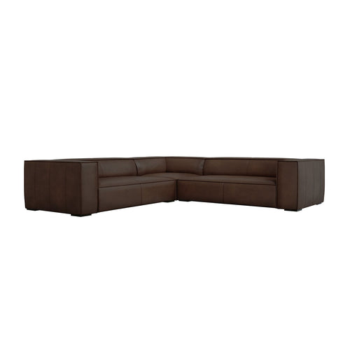 Cosmopolitan Design - Symmetrische hoekbank Turin 5-zits, echt leer donkerbruin - 280x280x68cm