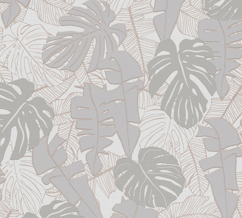 Livingwalls behang palmbomen grijs, bronze en grijs - 53 cm x 10.05 m - AS-389053
