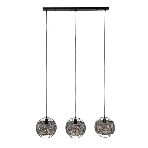 Giga Meubel Hanglamp Armor Open - Zwart/Bruin - 3-Lichts - 115x30x150cm