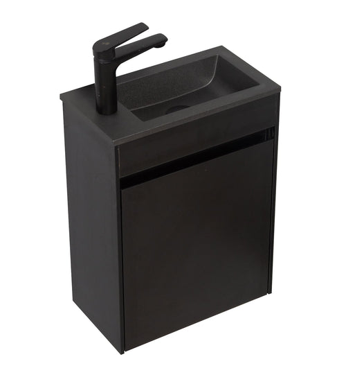 Badplaats Toiletmeubel Sinta 40 x 22 cm - Zwart - Fonteinmeubel met Zwarte Wastafel