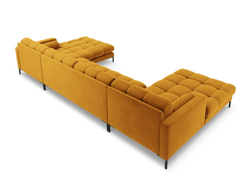 Cosmopolitan Design Panoramische bank Bali 7-zits, flueel, geel - 185x383x75cm