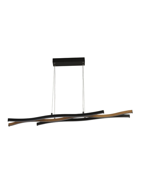 Bloom Swirl LED-plafondhanger, zwart met houteffect