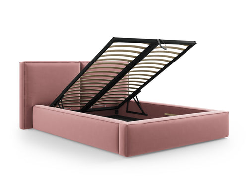 Micadoni Opbergbed met hoofdeinde Jodie 140x200cm, flueel, roze - 228x194x108cm