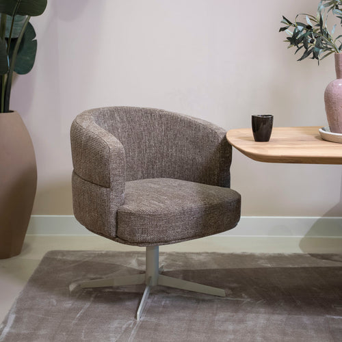 DÉJA Living Eetkamerstoel Coria - Taupe/Beige - Draaibaar - Set van 2