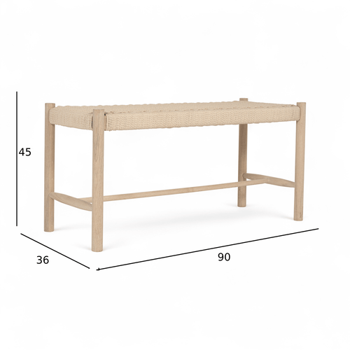 Furnhouse bankje Shine - Witte olie - Papiergaren - 36x90x45