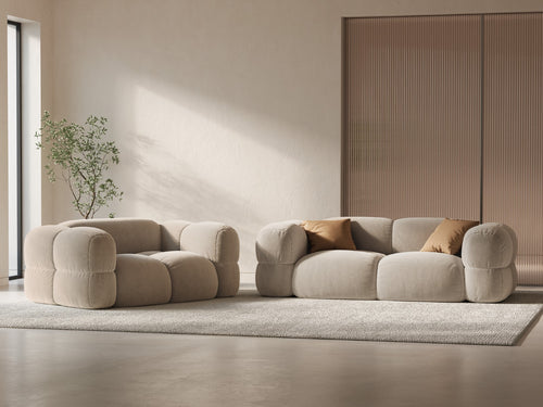 Cosmopolitan Design Bank Loretto 2-zits, flueel lichtbeige - 100x180x68cm