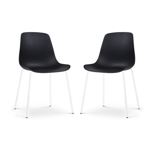 Nolon Nora-Pip Eetkamerstoelen Set van 2 - Zwart - Wit Onderstel - vtwonen shop