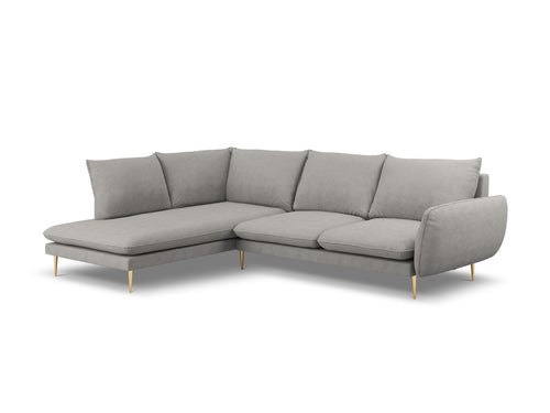 Cosmopolitan Design linker hoekbank Vienna 6-zits, structurele stof, lichtgrijs - 185x275x95cm