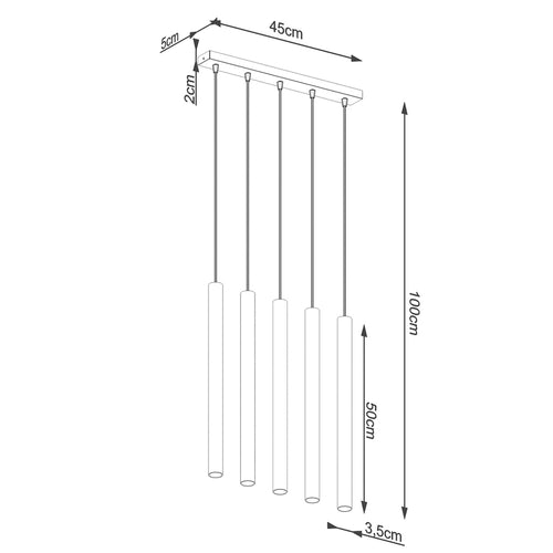 Sollux Lighting Hanglamp PASTELO 5L hout - 45x5x100cm