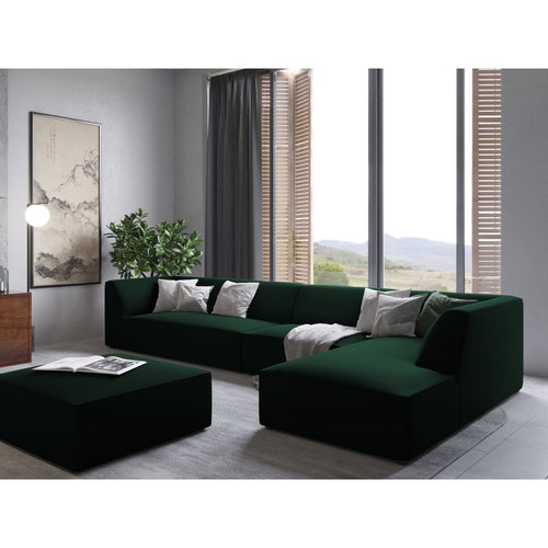 Cosmopolitan Design - Modulaire hoekbank rechts Siena 5-zits, flueel flessengroen - 180x366x69cm