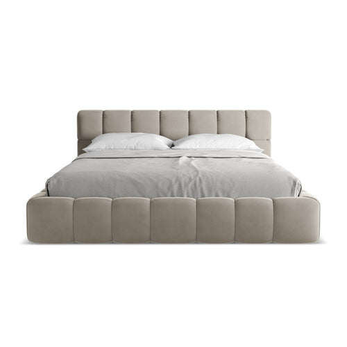 LaMiaSofa Bed met opbergruimte Roma - velours - taupe - 200x228x82