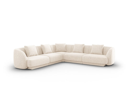 Cosmopolitan Design Symmetrische hoekbank Tulum 5-zits, chenille, lichtbeige - 255x255x70cm