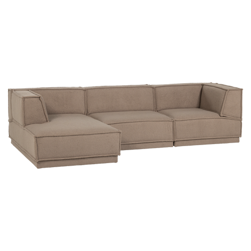 WOOOD chaise longue bank links Manu - Teddy - Taupe - 73x286x160